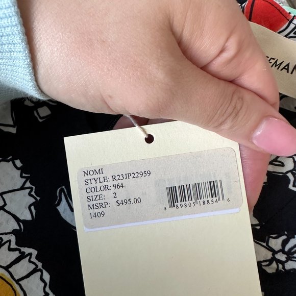 NWT Mara Hoffman Nomi Fitted Mini Dress Sz 2 Black Multi-colored Allover Print - Picture 5 of 10